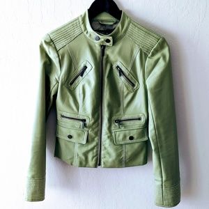Blanc Noir Moto Jacket in sage green 😎 🏍️
